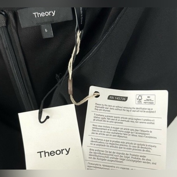NWT Theory Kensington Elegant Black Mini Off-Shoulder Dress NWT Size 6 - Picture 6 of 7